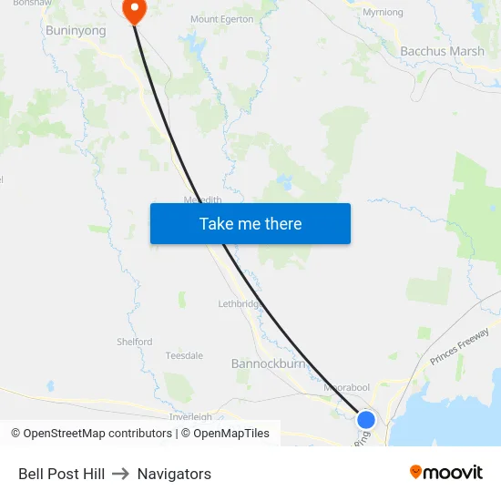 Bell Post Hill to Navigators map