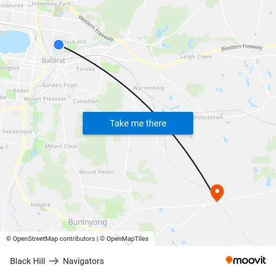 Black Hill to Navigators map