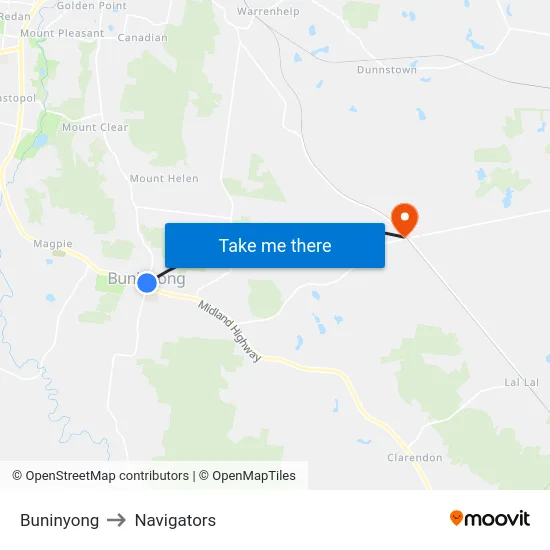 Buninyong to Navigators map