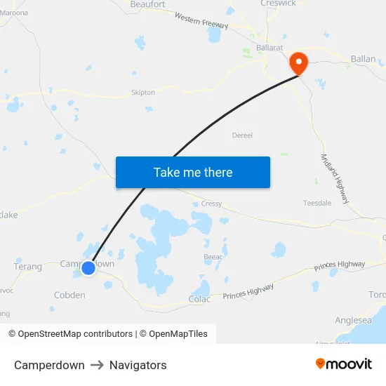 Camperdown to Navigators map