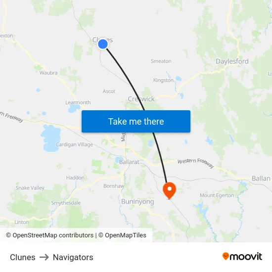 Clunes to Navigators map