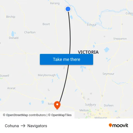 Cohuna to Navigators map
