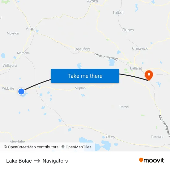 Lake Bolac to Navigators map