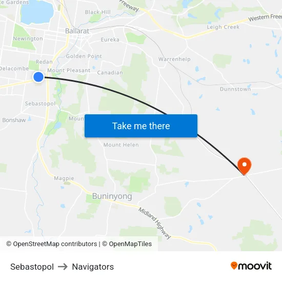 Sebastopol to Navigators map
