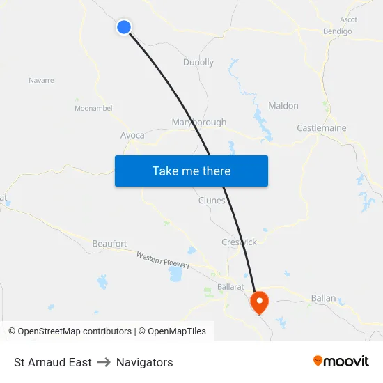 St Arnaud East to Navigators map