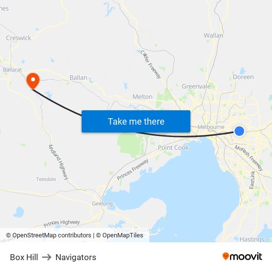 Box Hill to Navigators map