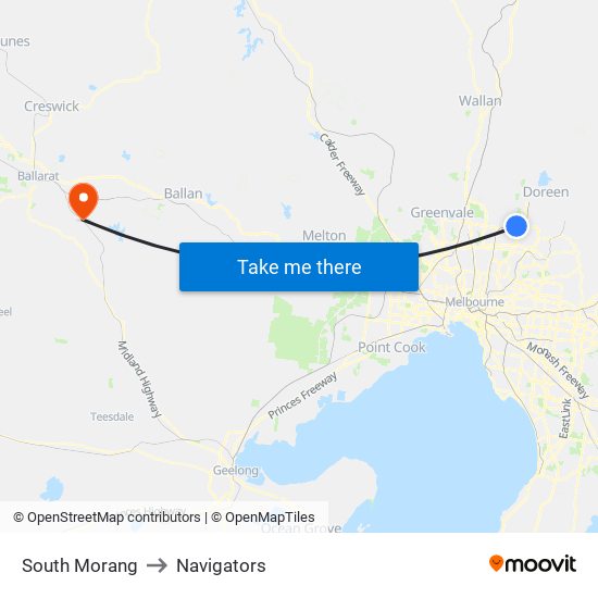 South Morang to Navigators map