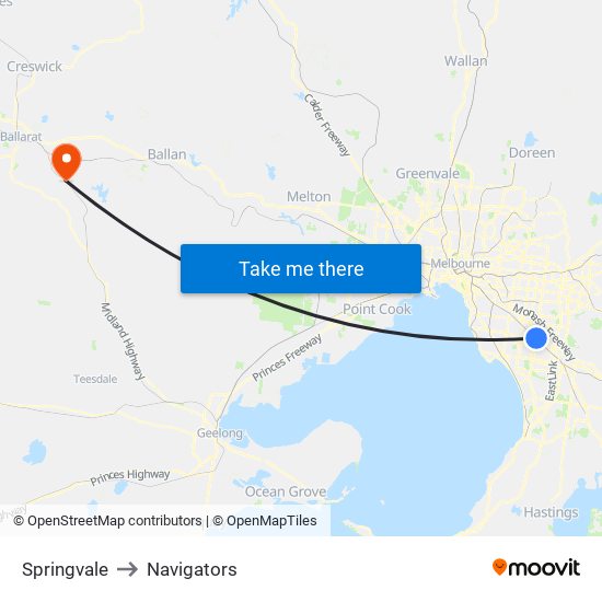 Springvale to Navigators map