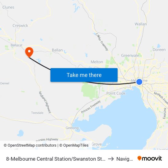 8-Melbourne Central Station/Swanston St (Melbourne City) to Navigators map