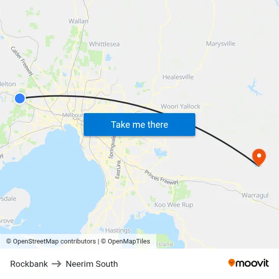 Rockbank to Neerim South map