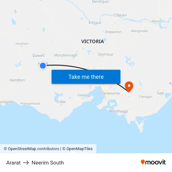 Ararat to Neerim South map