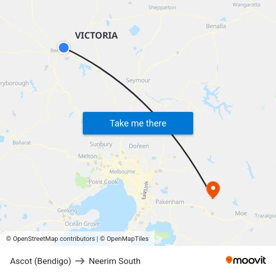 Ascot (Bendigo) to Neerim South map