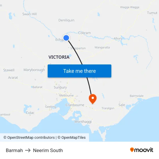 Barmah to Neerim South map