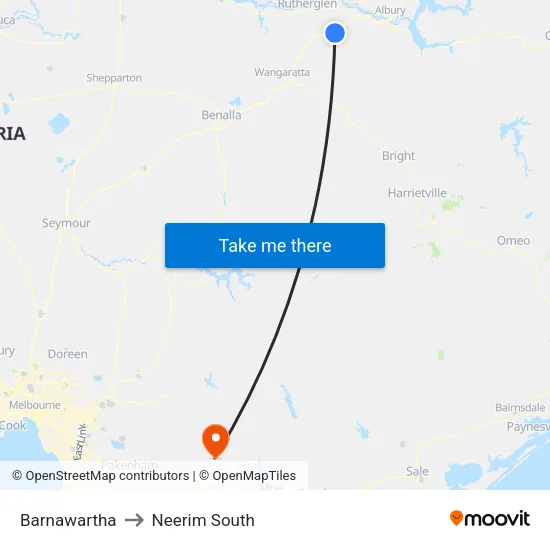 Barnawartha to Neerim South map