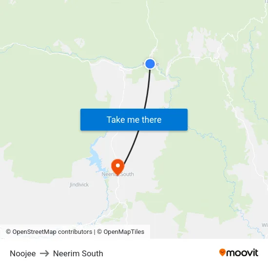 Noojee to Neerim South map