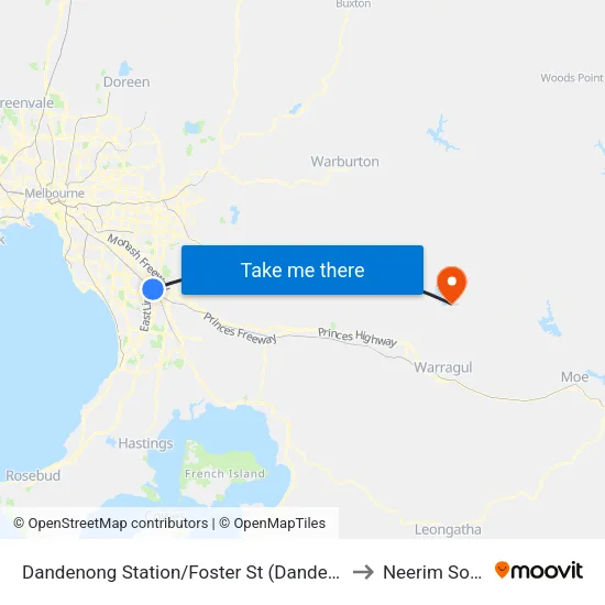 Dandenong Station/Foster St to Neerim South map