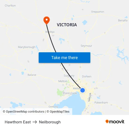Hawthorn East to Neilborough map
