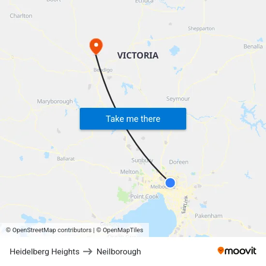Heidelberg Heights to Neilborough map