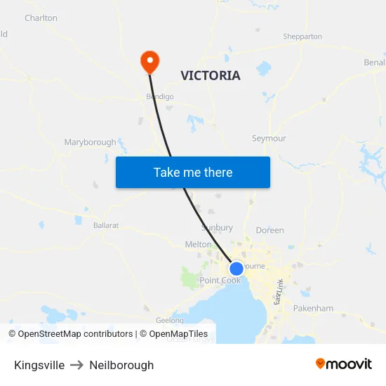 Kingsville to Neilborough map