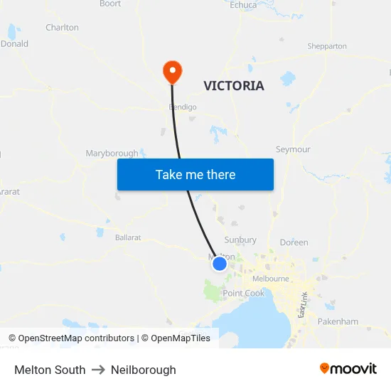 Melton South to Neilborough map
