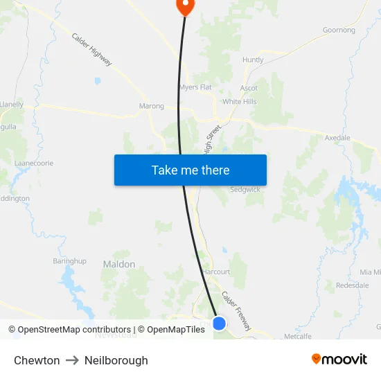 Chewton to Neilborough map