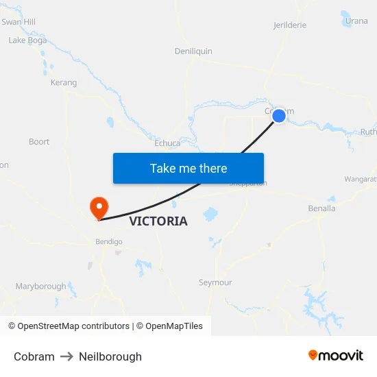 Cobram to Neilborough map
