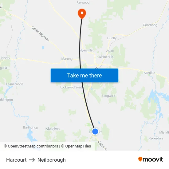 Harcourt to Neilborough map