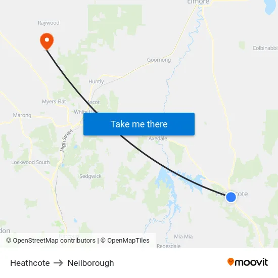 Heathcote to Neilborough map