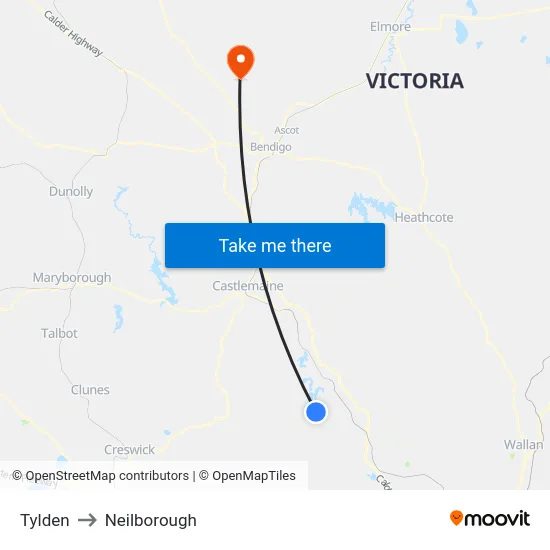 Tylden to Neilborough map