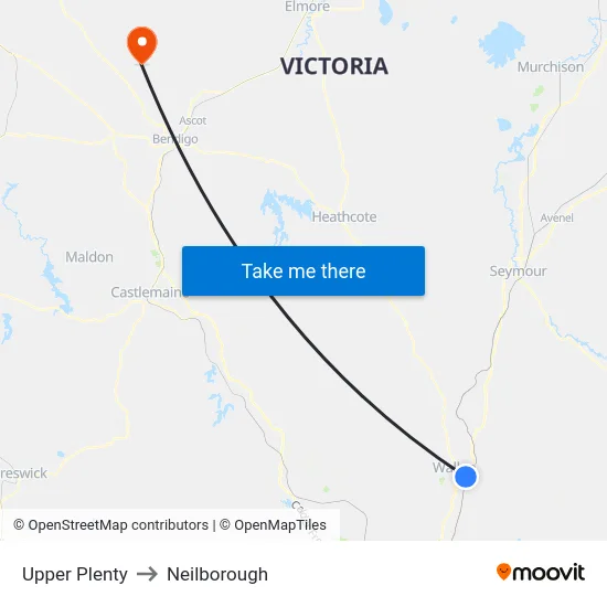 Upper Plenty to Neilborough map