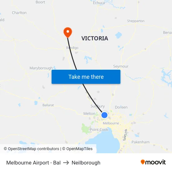 Melbourne Airport - Bal to Neilborough map