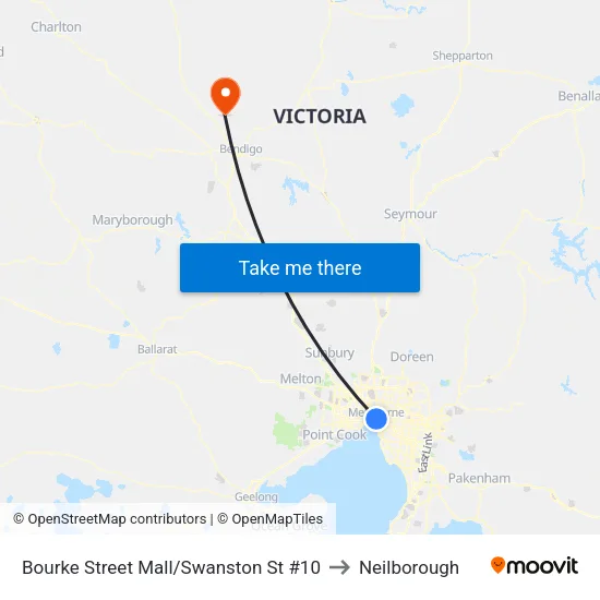 Bourke Street Mall/Swanston St #10 to Neilborough map