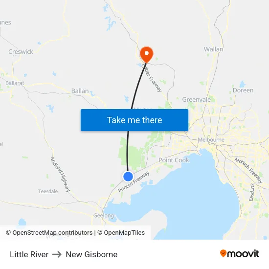 Little River to New Gisborne map