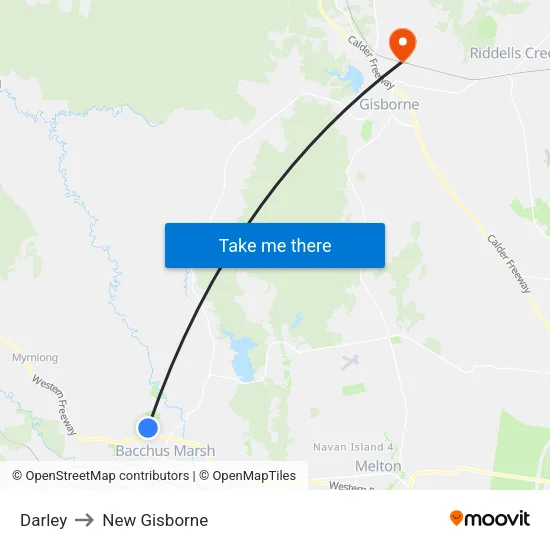 Darley to New Gisborne map