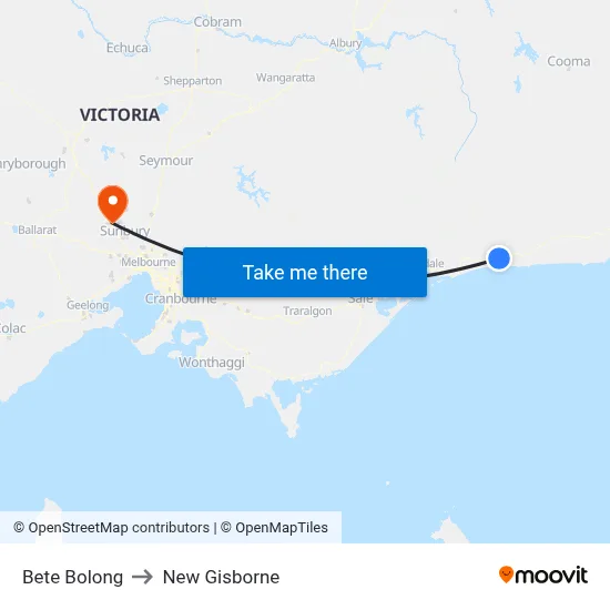 Bete Bolong to New Gisborne map