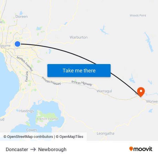 Doncaster to Newborough map