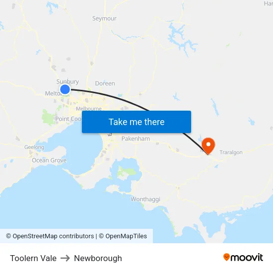 Toolern Vale to Newborough map