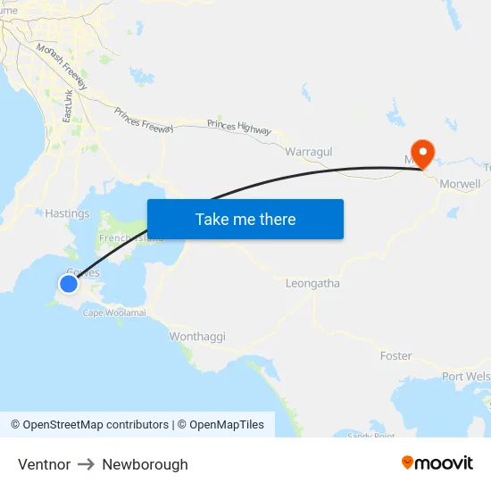 Ventnor to Newborough map