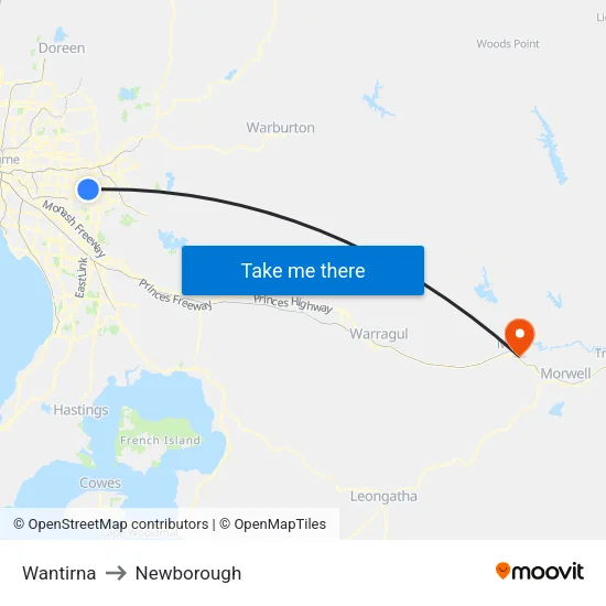 Wantirna to Newborough map