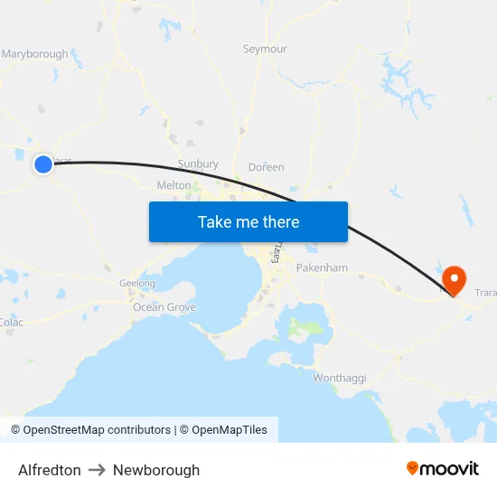 Alfredton to Newborough map
