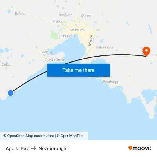 Apollo Bay to Newborough map