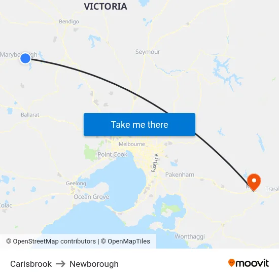 Carisbrook to Newborough map