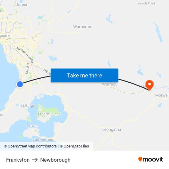 Frankston to Newborough map