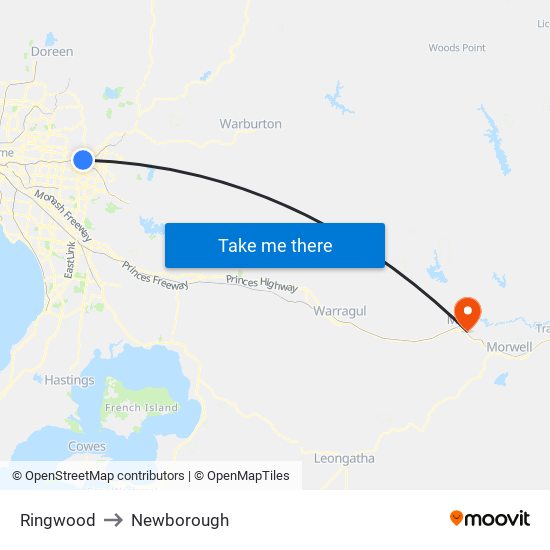 Ringwood to Newborough map