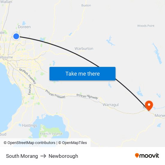 South Morang to Newborough map