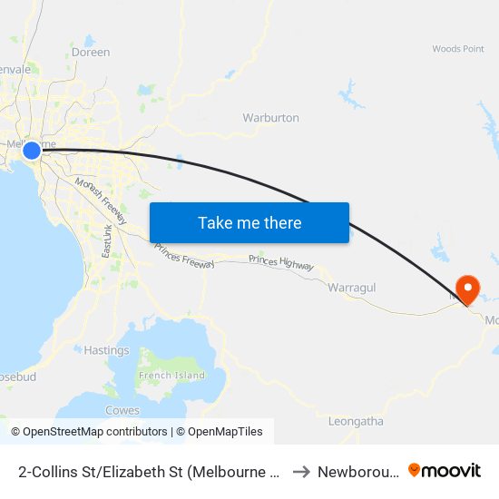 2-Collins St/Elizabeth St (Melbourne City) to Newborough map