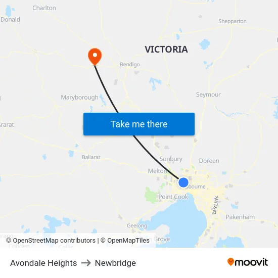 Avondale Heights to Newbridge map