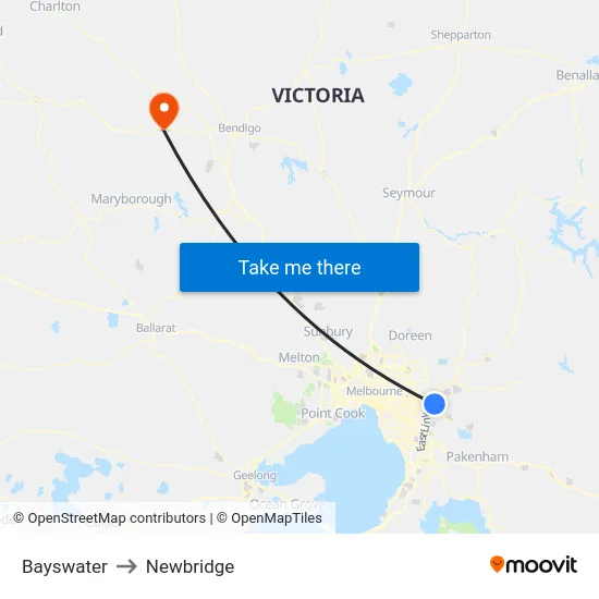 Bayswater to Newbridge map