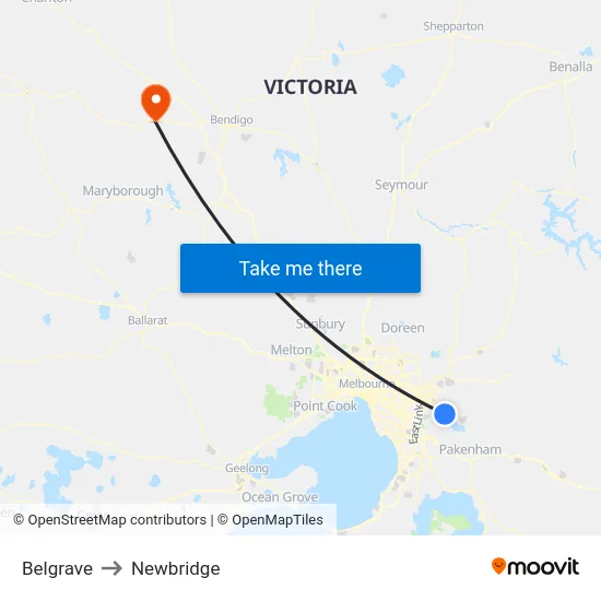 Belgrave to Newbridge map