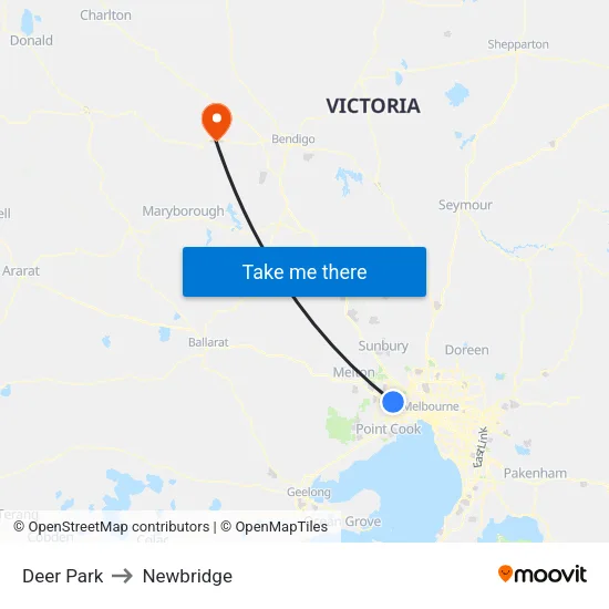 Deer Park to Newbridge map